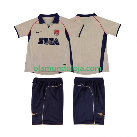 Camisola Arsenal 2001 Retro Criança Equipamento Segundo 2002 Manga Curta